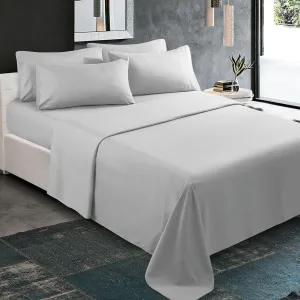 KBC linen 6 Piece Hotel Luxury Soft 100% Cotton Bed Sheets Set, 18" - 21" Deep Pocket Fitted Sheet, Wrinkle Free, 800 Thread Count Bedding Set King Size Silver Gray Solid