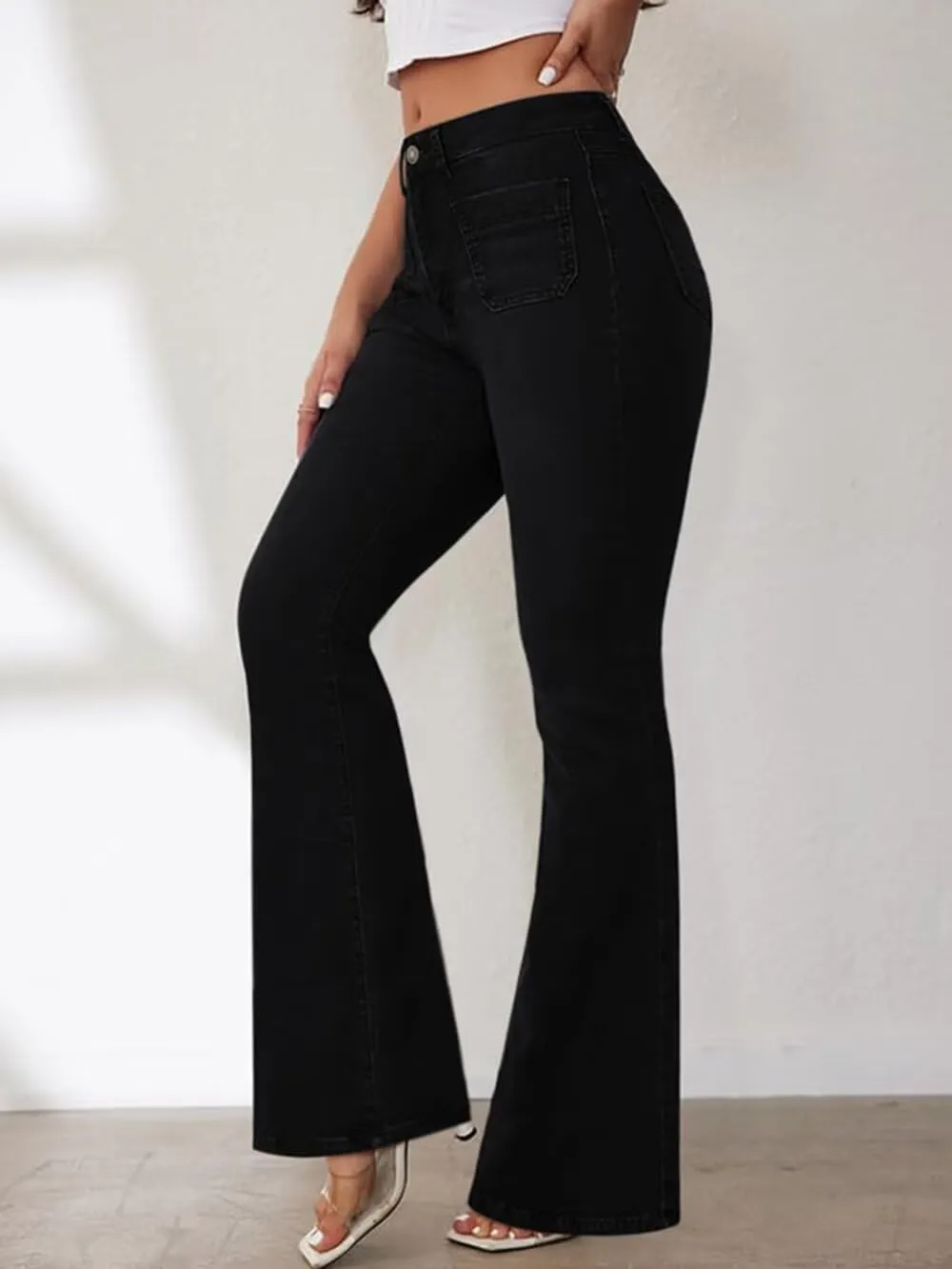 KDF Flare Jeans for Women Women's Bootcut Bell Bottom Jeans High Waisted Stretch Slimming Bell Bottoms Jeans