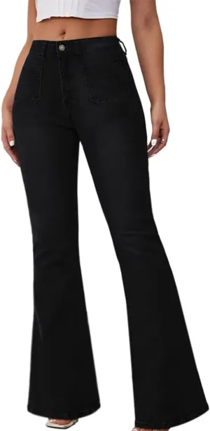 KDF Flare Jeans for Women Women's Bootcut Bell Bottom Jeans High Waisted Stretch Slimming Bell Bottoms Jeans