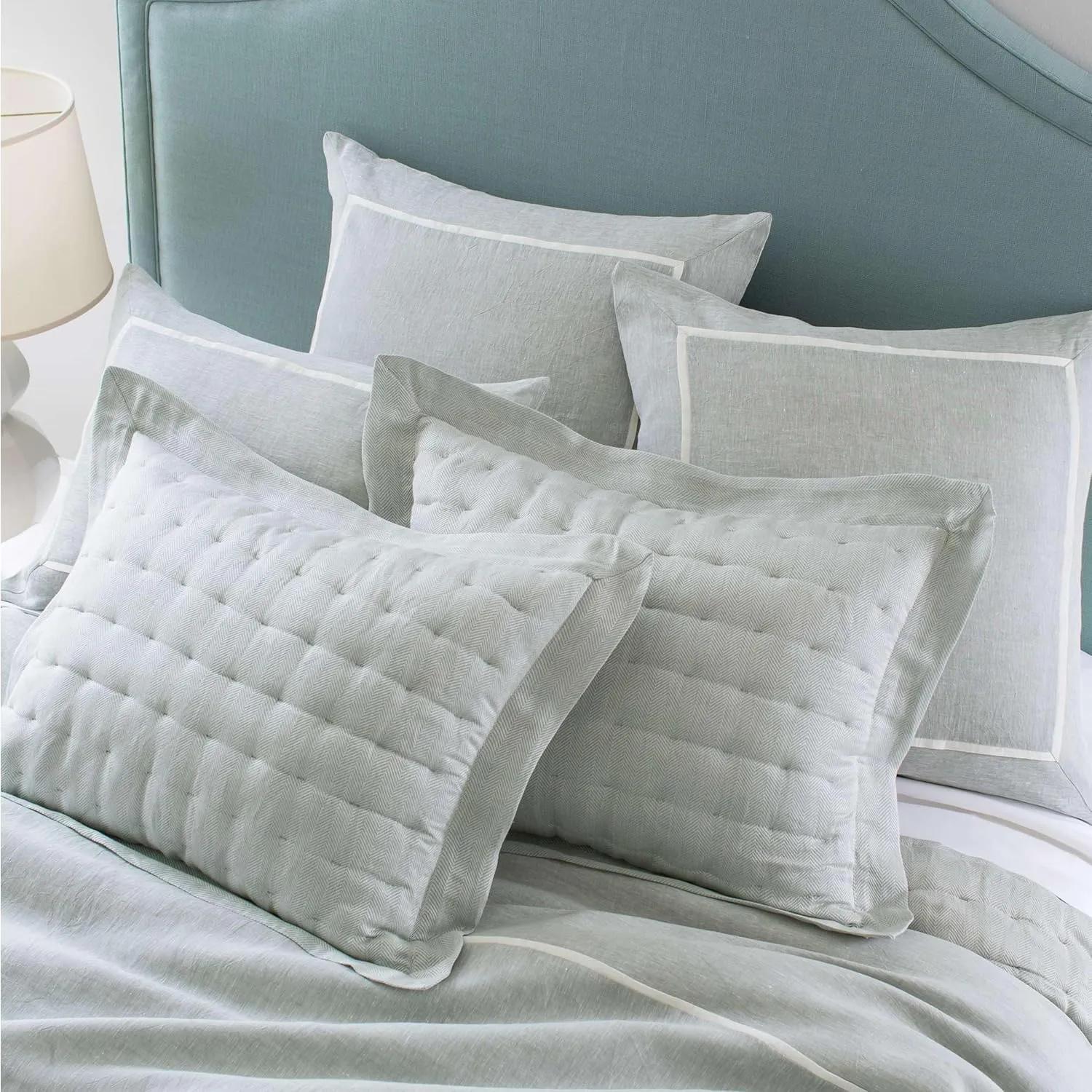 Keaton Linen Sky Sham, Euro Size, Sky Blue/Blue Solid Pattern