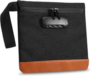 KeeKit Money Bag with Combination Lock, 8 x 7 Inches Waterproof Men & Women's Locking Accessories Pouch for cash, Portable Carry Handle Bag for Travel, Bank Deposits, Credit Cards