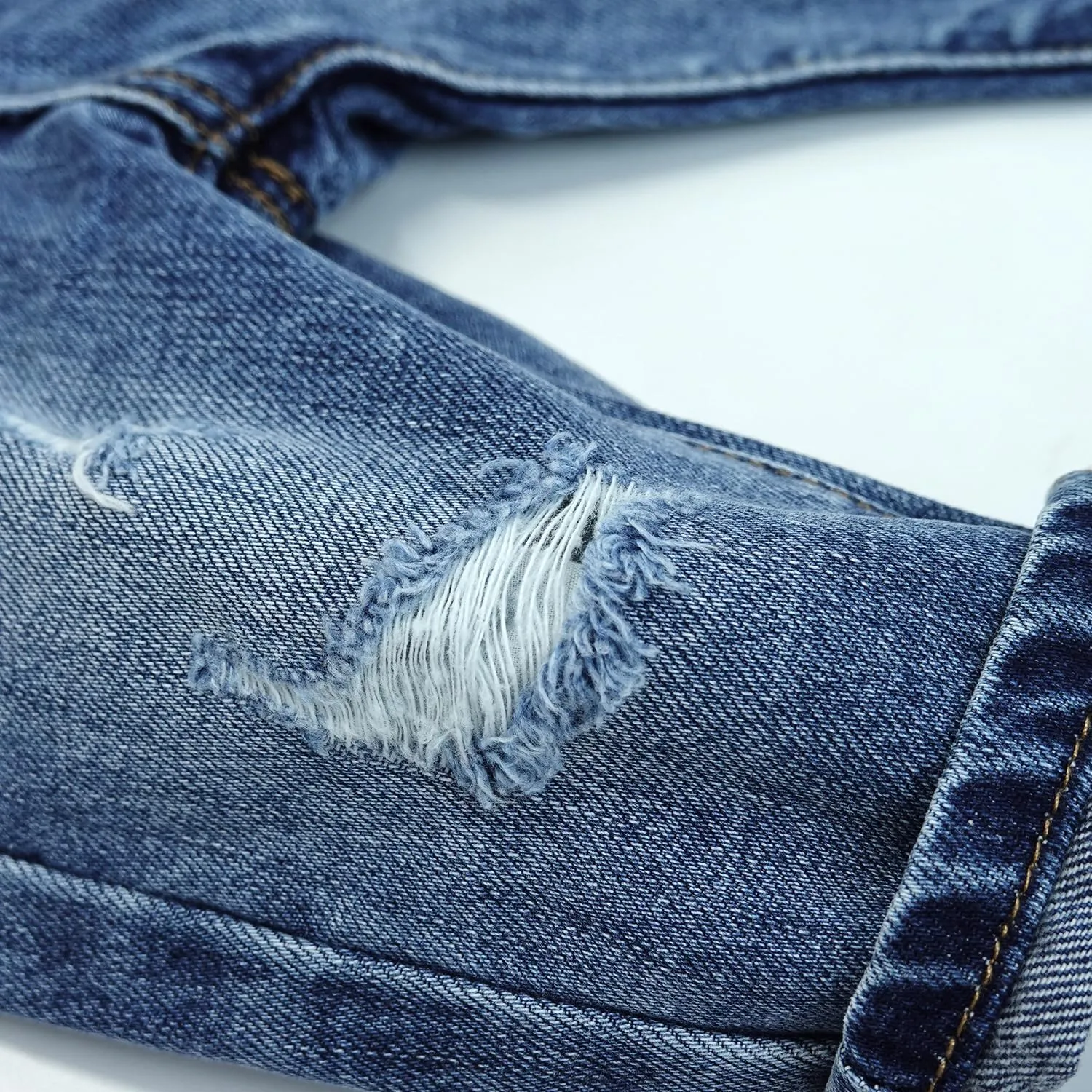 KIDSCOOL SPACE Infant Jeans,Baby Toddler Elastic Band Inside with D-Ring Distressed Soft Denim Pants