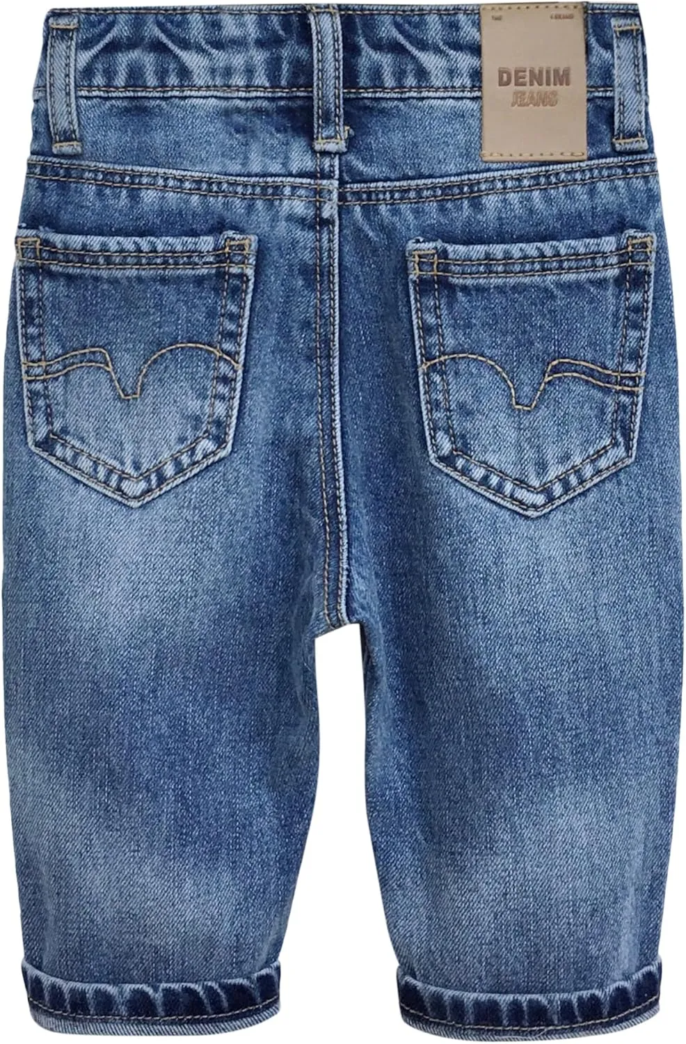 KIDSCOOL SPACE Infant Jeans,Baby Toddler Elastic Band Inside with D-Ring Distressed Soft Denim Pants