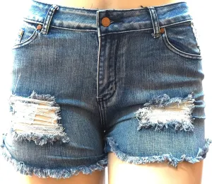 Kim Rogers, Jack David, Wax Jeans Womens Plus Size Capri,Short Stretch Distressed Blue Denim Jeans Shorts