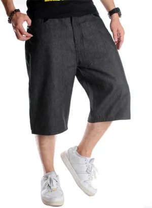 Kinghua Baggy Jean Shorts for Men Casual Loose Fit Hip Hop Denim Shorts