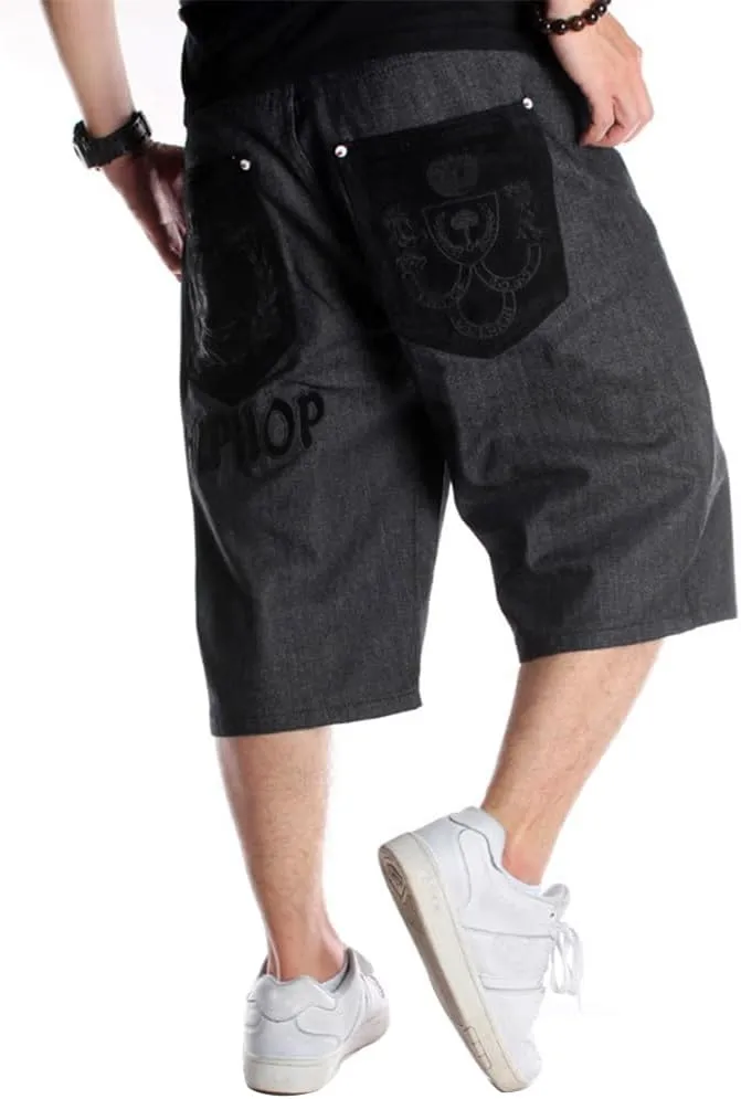 Kinghua Baggy Jean Shorts for Men Casual Loose Fit Hip Hop Denim Shorts