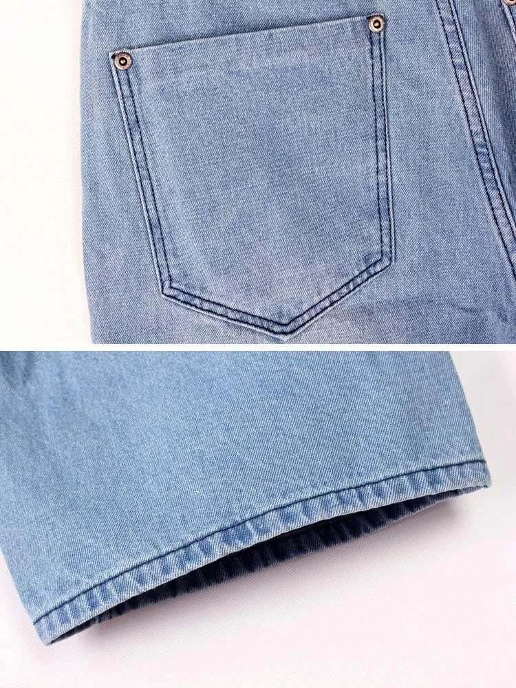 Kinghua Baggy Jean Shorts for Men Casual Loose Fit Hip Hop Skateboard Denim Shorts