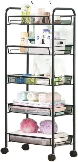 Kitchen Storage Cabinets Removable Wheeled Kitchen Trolley Rack Floor-to-Ceiling Multi-Layer Vegetable and Fruit Storage Rack Storage Rack Shelf Kitchen Shelves