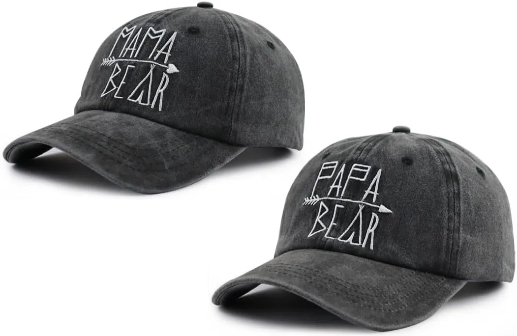 KKMKSHHG Unisex Mama Bear Denim Hat Adjustable Washed Dyed Cotton Dad Baseball Caps