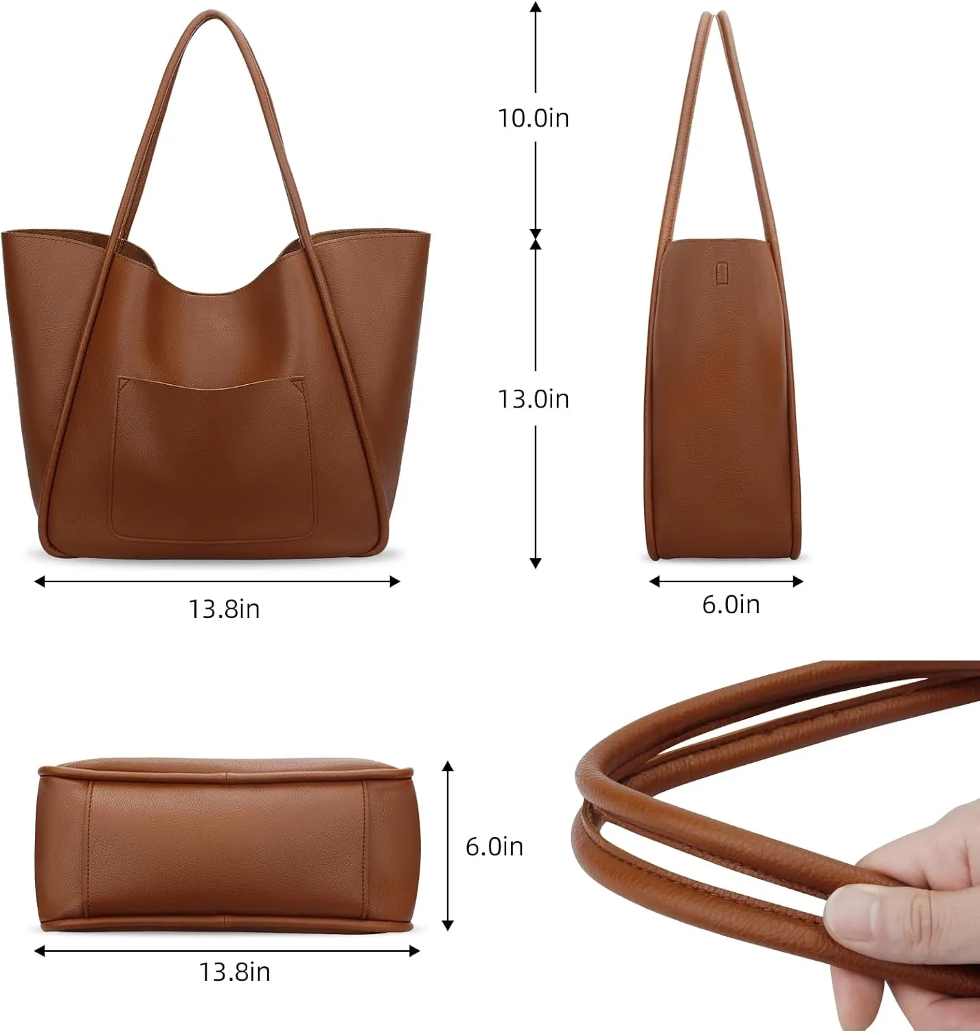 KKXIU Tote Bag for Women Vegan Leather Shoulder Purse Large Capacity Travel Bag