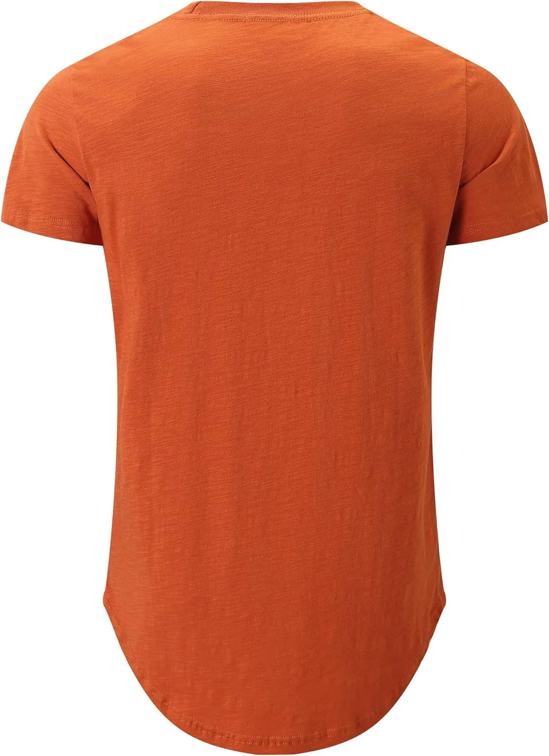 KLIEGOU Men's Slub Cotton Longline T-Shirt | 100% Textured Cotton Tee | Curved Hem | Crew Neck Casual Shirt | Pre-Shrunk