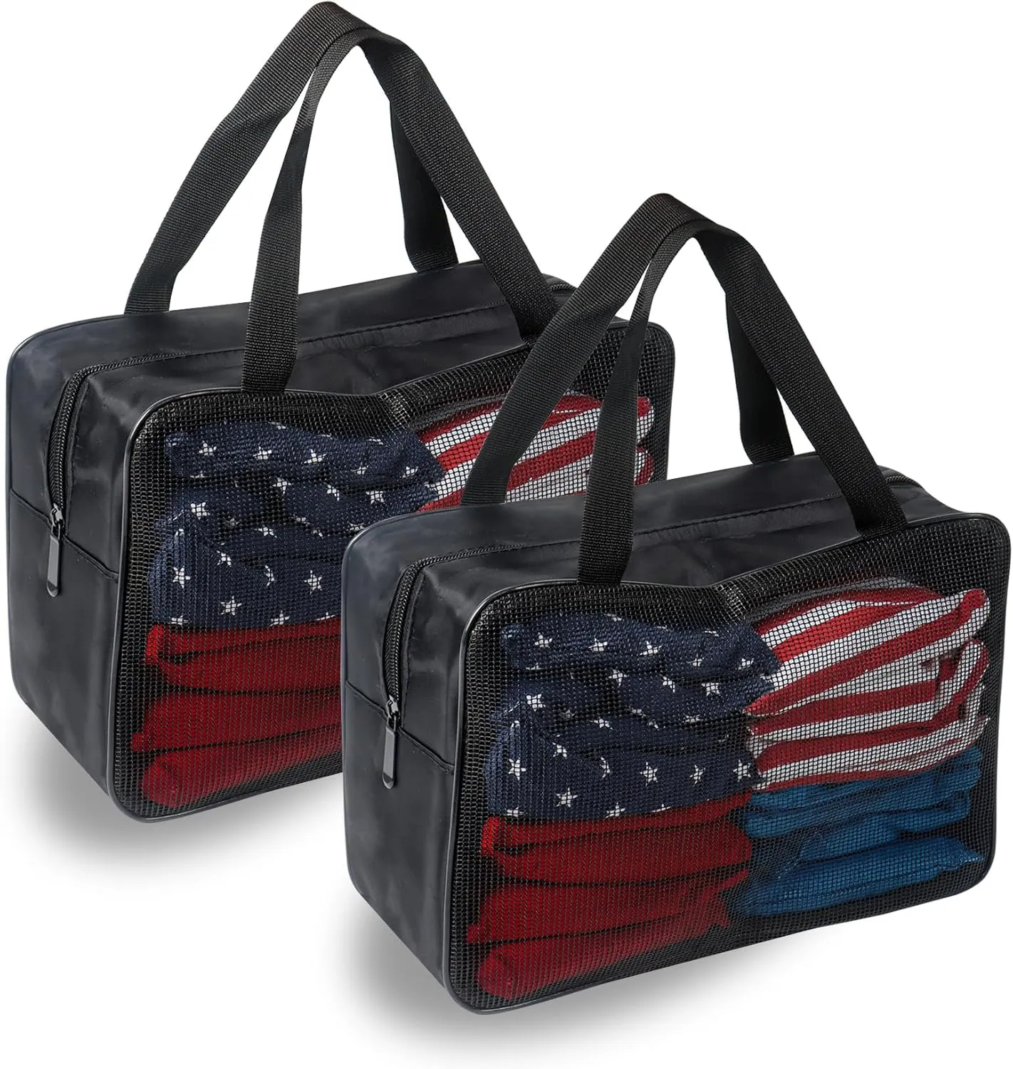 Klmnop 2 Pcs Cornhole Bag Carry Case Holds 8 Cornhole Bean Bags, Foldable Cornhole Mesh Bag Carrying Bag with Portable Handle for Men and Women