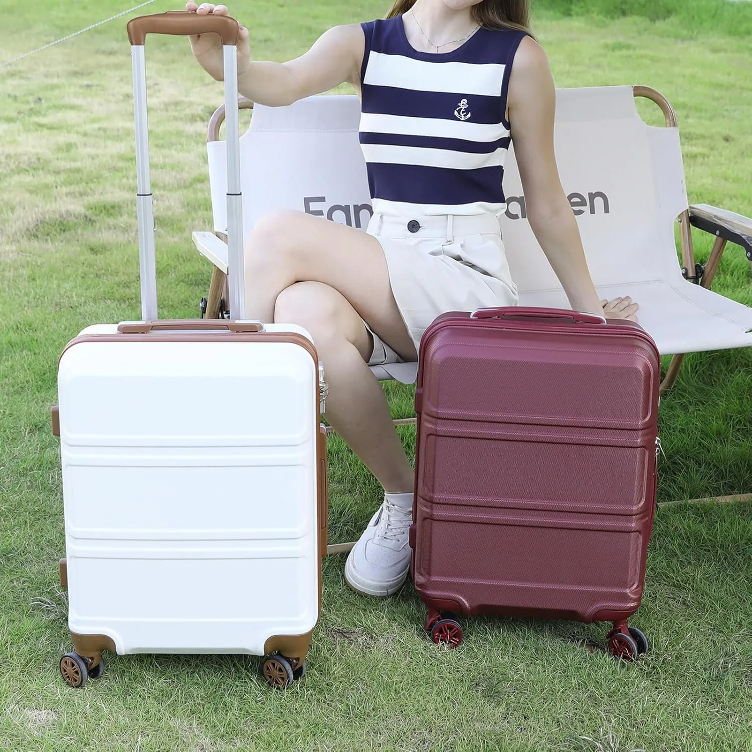Kono 4 Piece Luggage Sets Expandable(only 28") Lightweight with Spinner Wheels TSA Lock Hardside Travel Rolling Suitcases 20in 24in 28in Carry on and 12in Mini Cosmetic Case Coral Burgundy