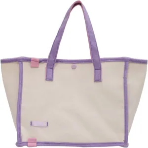 Korean version women's canvas handbag, women's casual and artistic contrasting canvas shopping bag, shoulder bag