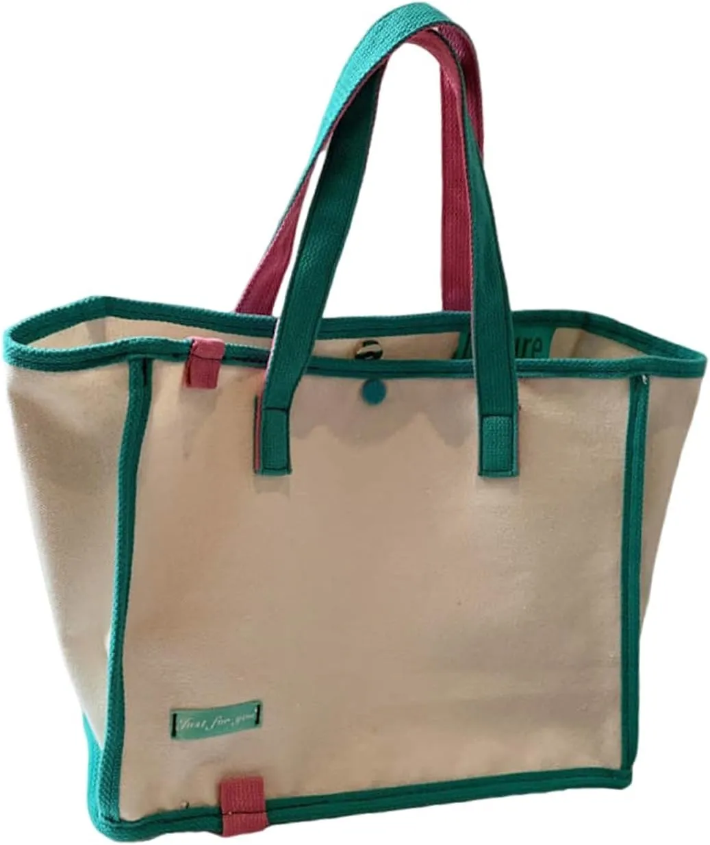 Korean version women's canvas handbag, women's casual and artistic contrasting canvas shopping bag, shoulder bag