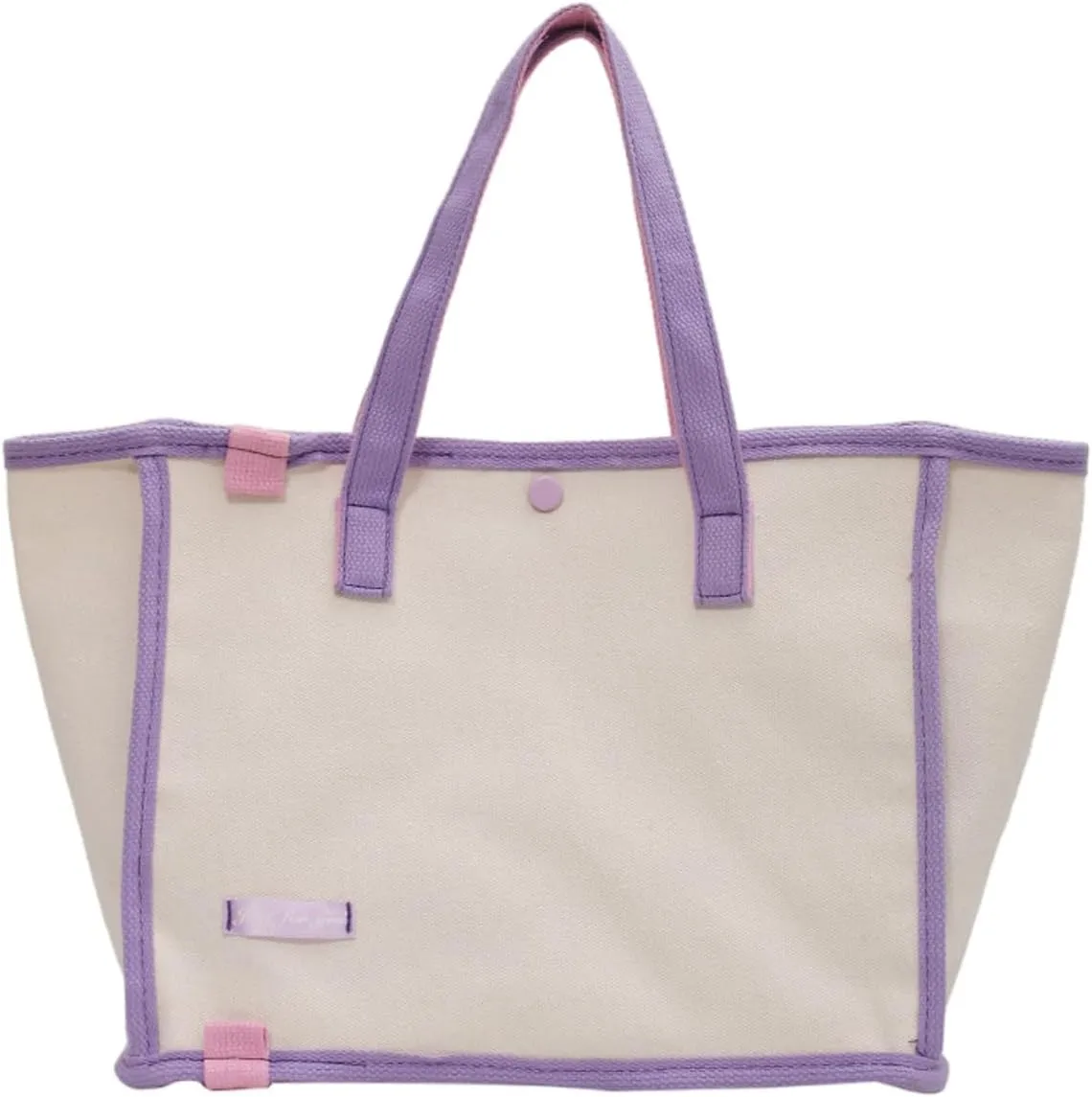 Korean version women's canvas handbag, women's casual and artistic contrasting canvas shopping bag, shoulder bag