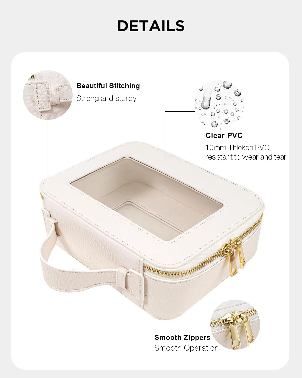 KOTORA Small Makeup Bag for Purse Cute Travel Makeup Bag Clear Cosmetic Bag with Zipper, Car Make Up Bag Organizer Storage Traveling Car Accessories Travel Essentials for Women