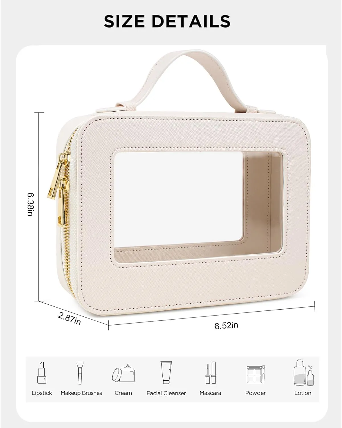 KOTORA Small Makeup Bag for Purse Cute Travel Makeup Bag Clear Cosmetic Bag with Zipper, Car Make Up Bag Organizer Storage Traveling Car Accessories Travel Essentials for Women