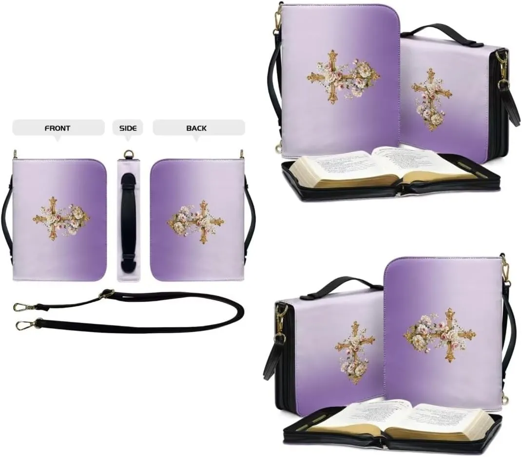 Kuiaobaty Bible Cover Protection Large Capacity Bible Carrying Bag PU Leather Bible Cover