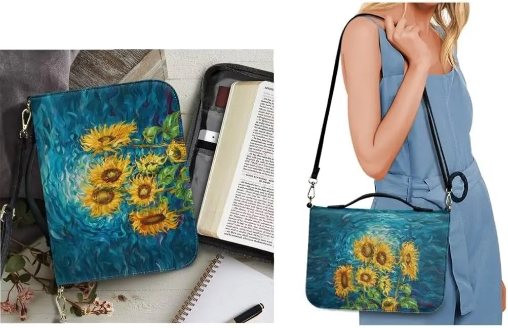Kuiaobaty Bible Cover Protection Large Capacity Bible Carrying Bag PU Leather Bible Cover