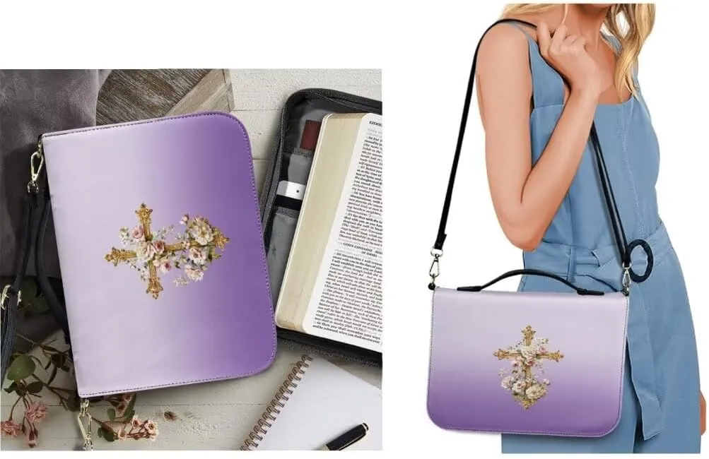 Kuiaobaty Bible Cover Protection Large Capacity Bible Carrying Bag PU Leather Bible Cover