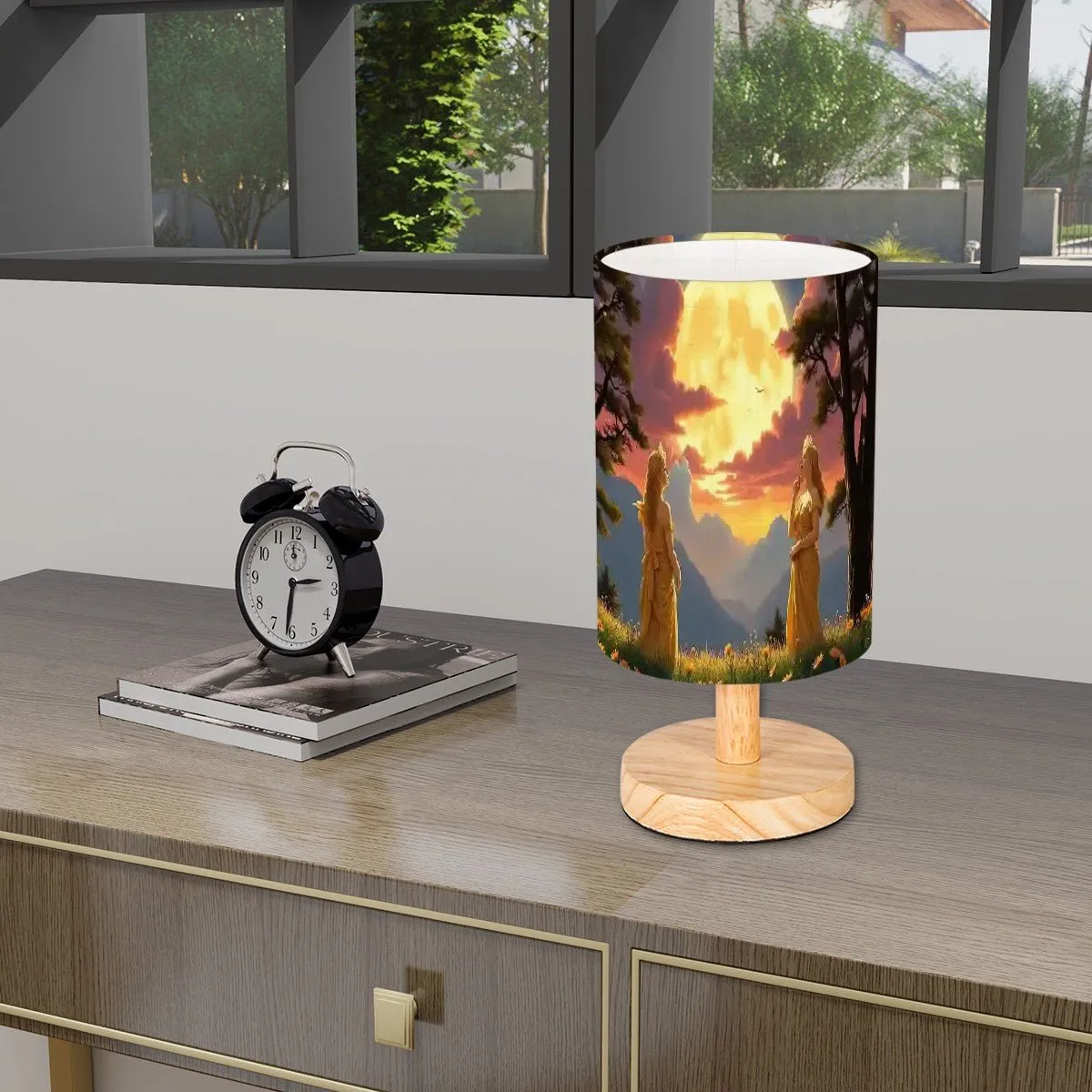 Ladies of the Moon Cylindrical Table Lamp