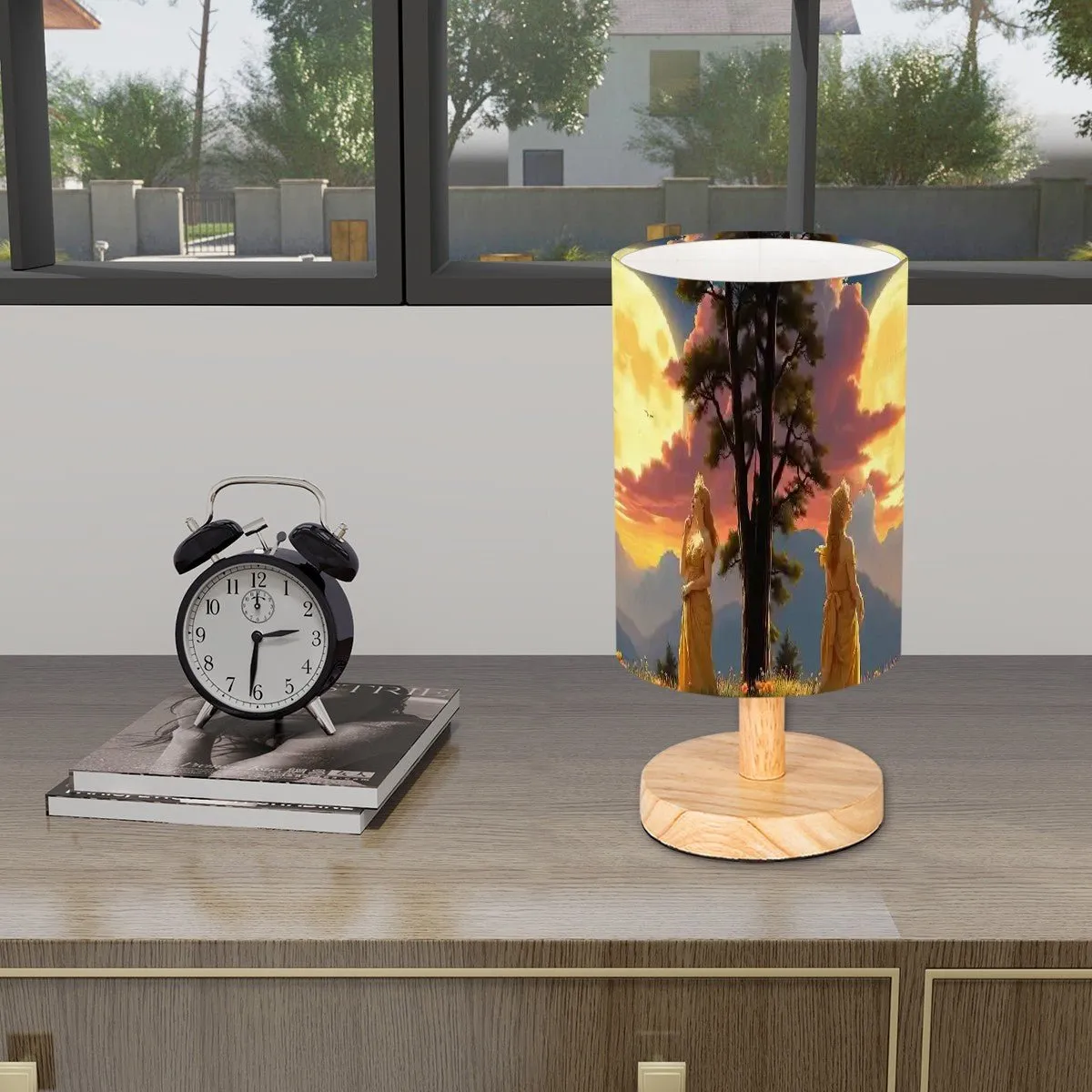 Ladies of the Moon Cylindrical Table Lamp