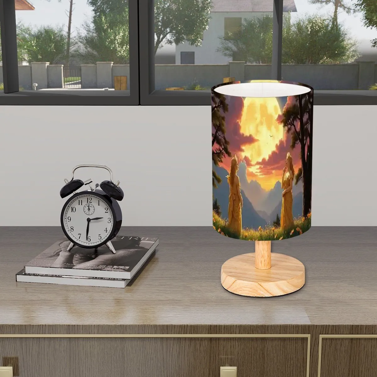 Ladies of the Moon Cylindrical Table Lamp