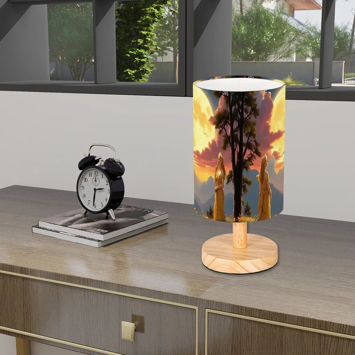 Ladies of the Moon Cylindrical Table Lamp