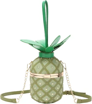Lanpet Pineapple-Shaped Crossbody Bag for Women PU Leather Rivets Chain Strap Shoulder Bag Tote Handbags