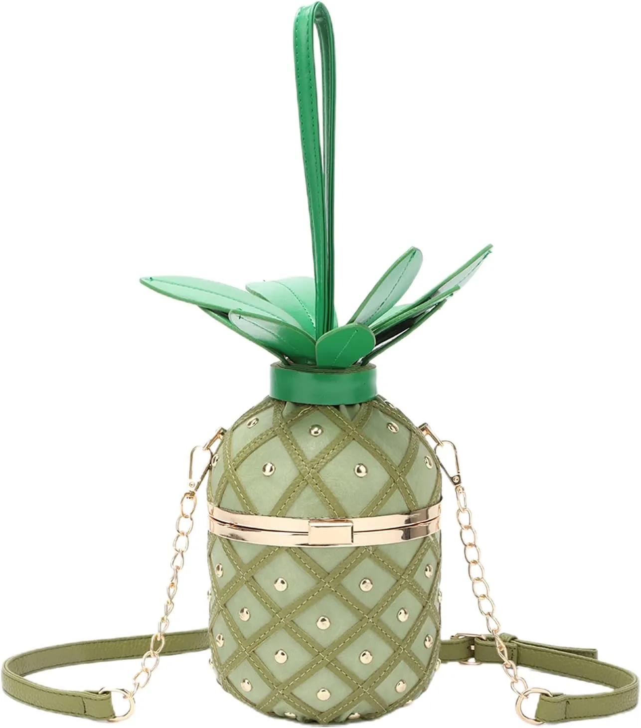 Lanpet Pineapple-Shaped Crossbody Bag for Women PU Leather Rivets Chain Strap Shoulder Bag Tote Handbags