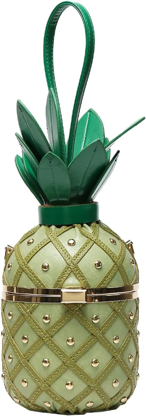 Lanpet Pineapple-Shaped Crossbody Bag for Women PU Leather Rivets Chain Strap Shoulder Bag Tote Handbags