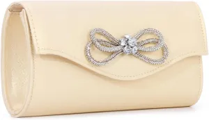 Lanpet Women Bow Evening Bag Rhinestone Clutch Purse Wedding Prom Purse Formal Cocktail Prom Handbag