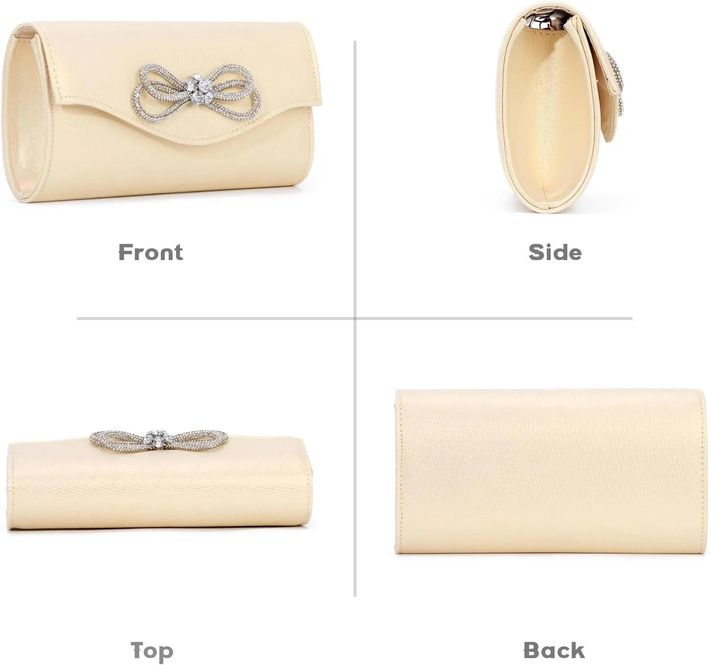 Lanpet Women Bow Evening Bag Rhinestone Clutch Purse Wedding Prom Purse Formal Cocktail Prom Handbag