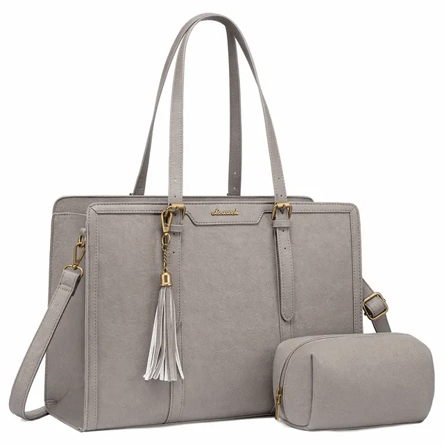 Laptop Bag Vintage Leather Tote 15,6in Large capacity Computer bag with clutch Purse