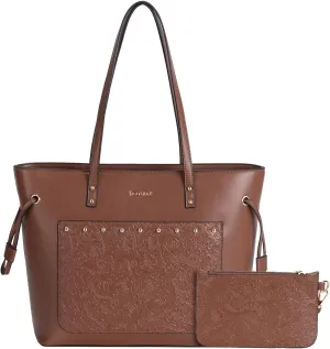 Laptop Handbags For Women Designer Fashion Purses Tote Bag Vegan Leather Shoulder Bag Work Bags Office Travel
