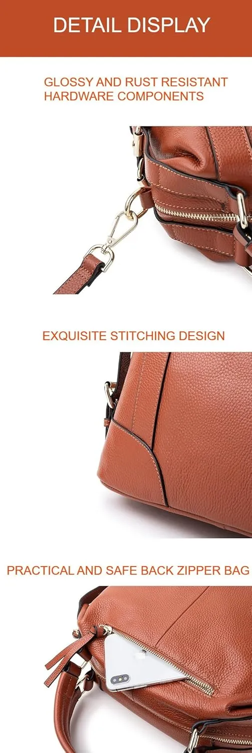 Large-Capacity Handcrafted Leather Handbag Vintage Genuine Leather Women's Tote Bag With Shoulder Strap