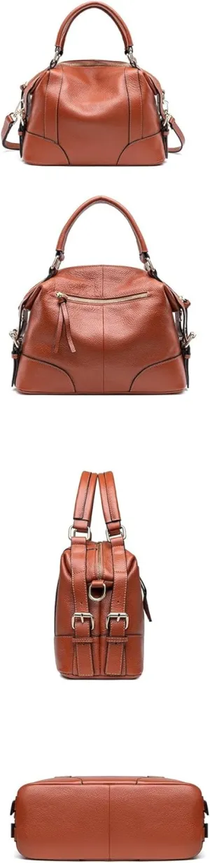 Large-Capacity Handcrafted Leather Handbag Vintage Genuine Leather Women's Tote Bag With Shoulder Strap