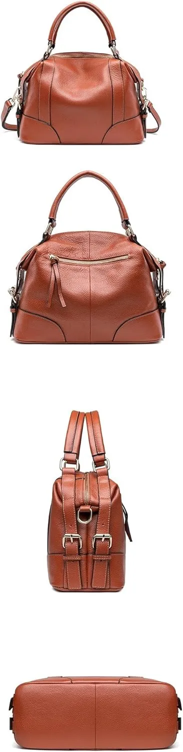 Large-Capacity Handcrafted Leather Handbag Vintage Genuine Leather Women's Tote Bag With Shoulder Strap