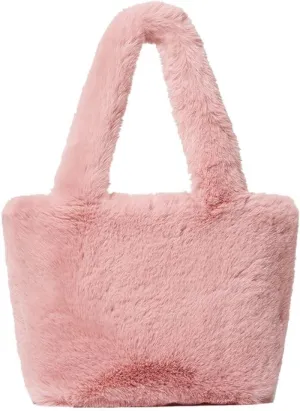 Large Capacity Shoulder Tote Purse Wallet for Autumn and Winter Plush Faux Fur Top Handle Handbag for Women