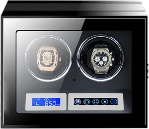 Large Capacity Watch Winder With Lcd Screen And Remote Control Wooden Storage Box For 9 12 24 Watches Wood Shell Piano Self Winding Watch Rotator Box,A-2 0