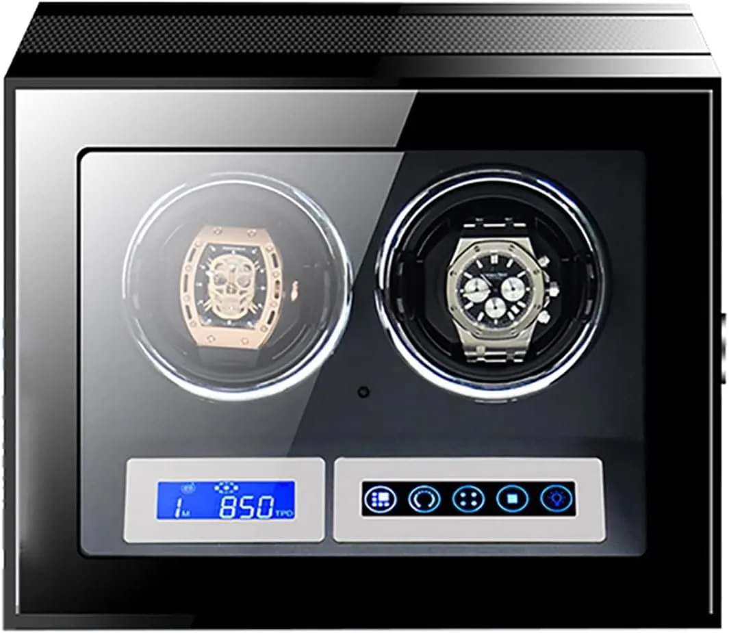 Large Capacity Watch Winder With Lcd Screen And Remote Control Wooden Storage Box For 9 12 24 Watches Wood Shell Piano Self Winding Watch Rotator Box,A-2 0
