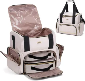 Large Makeup Cosmetic Bag with 2 Removable Case, Double Layer Travel Makeup Organizer Case, travel Toiletry Bag For Women