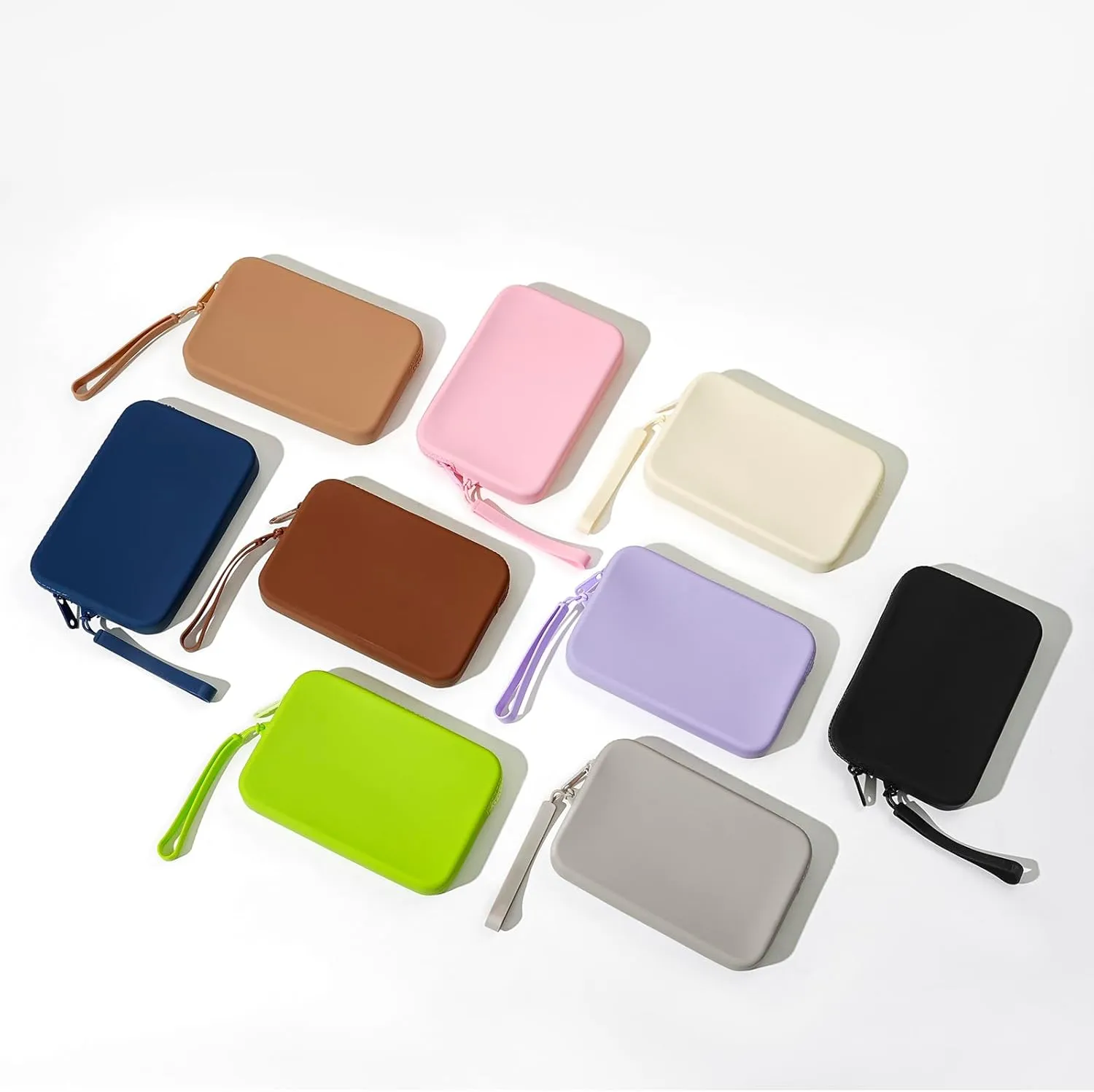 Large Silicone Multifunctional Essential Bag Portable Travel Makeup Bag for Women Men Cards Cash Bag Zipper Pouch (Black)
