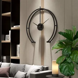 Large Wall Clock Silent Non Ticking Wall Clock Battery Operated Modern Metal Decorative Hanging Watch for Living Room Office Black