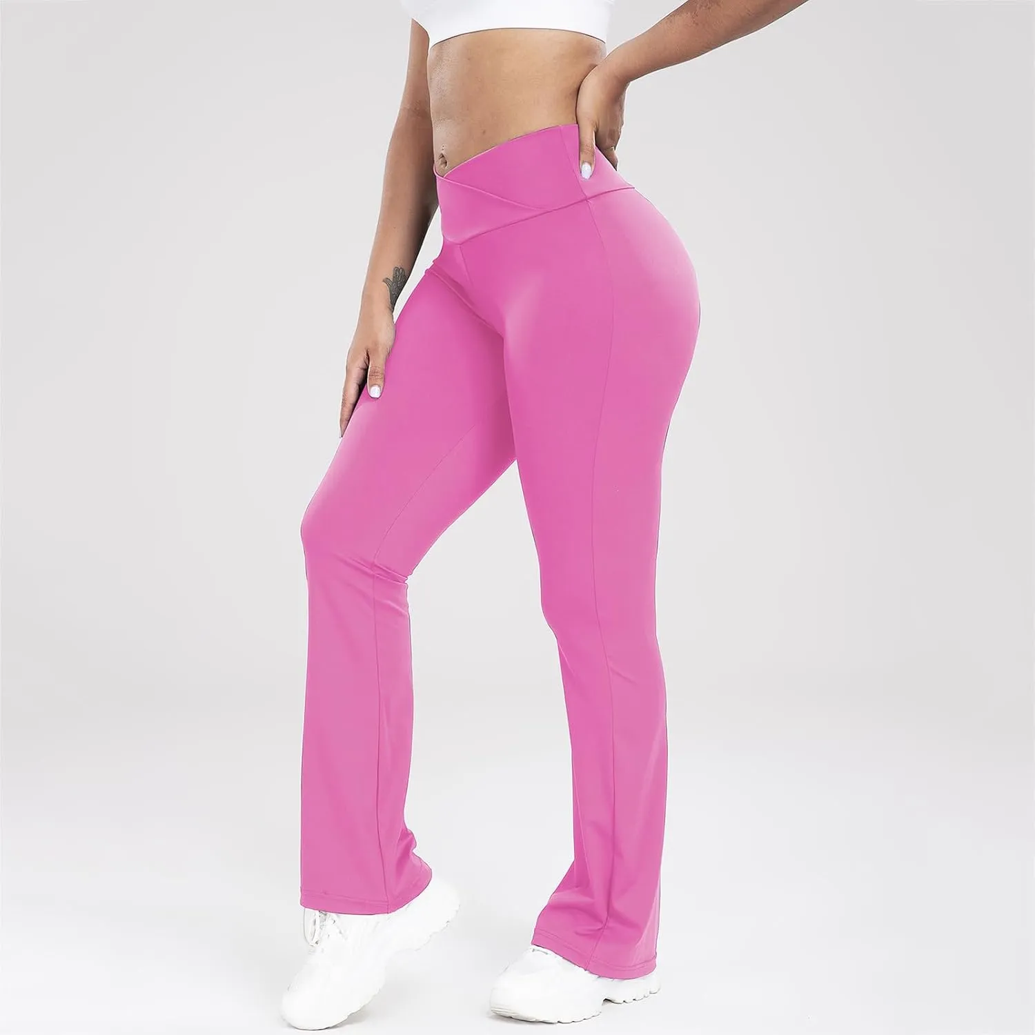 Lastesso Flare Leggings for Women High Waist Classiac Yoga Gym Pants with Pockets Tummy Control Going Out Workout Leggings