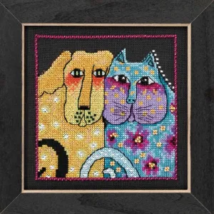 Laurel Burch Fur-Ever Friends Beaded Counted Cross Stitch Kit (Linen) Mill Hill 2016 Dogs Collection LB301612