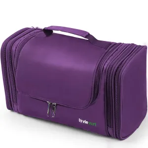LAVIEVERT Toiletry Bag/Makeup Organizer/Cosmetic Bag/Portable Travel Kit Organizer/Household Storage Pack/Bathroom Storage with Hanging for Business, Vacation, Household - Purple