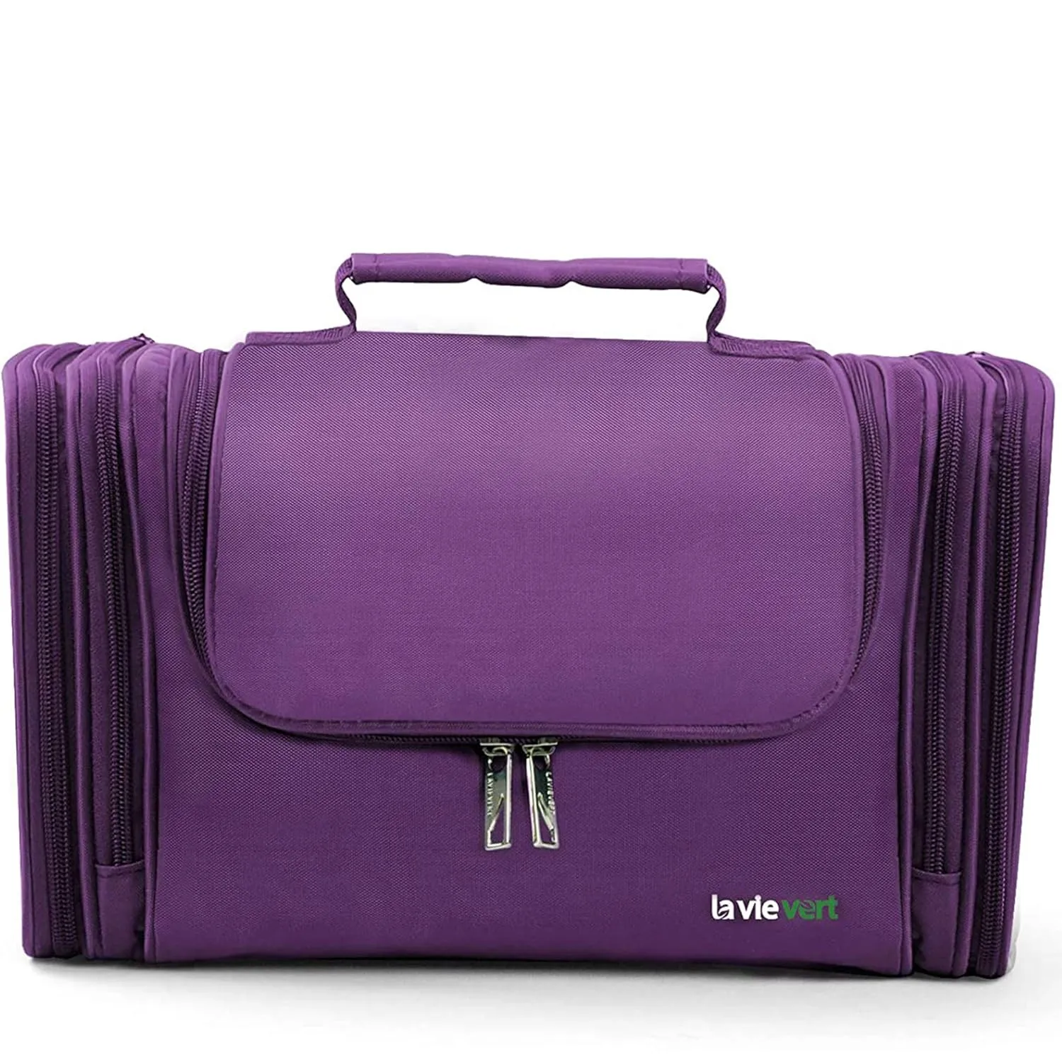 LAVIEVERT Toiletry Bag/Makeup Organizer/Cosmetic Bag/Portable Travel Kit Organizer/Household Storage Pack/Bathroom Storage with Hanging for Business, Vacation, Household - Purple
