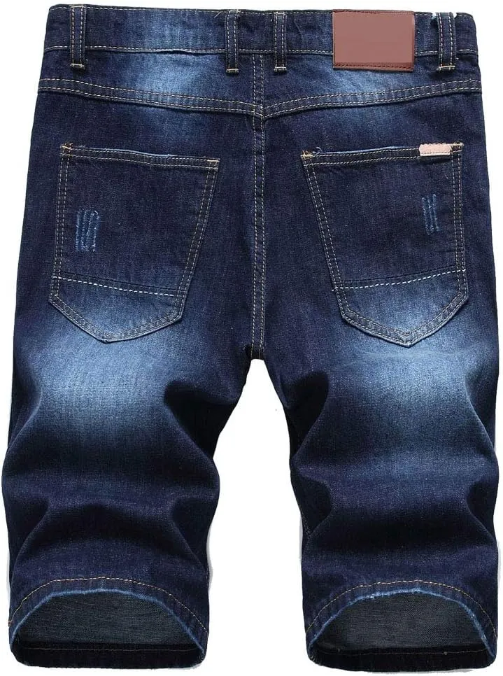 Lavnis Men's Casual Denim Shorts Classic Fit Distressed Summer Fashion Ripped Short Jeans